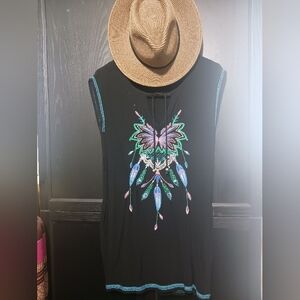 Bershka Black Mini Dress with Multicolor Embroidery